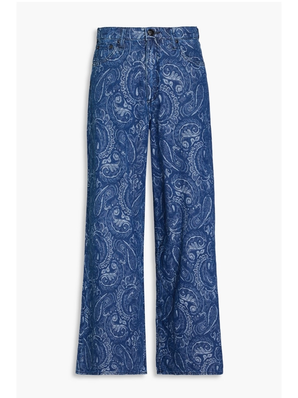 Rag & Bone Sofie Blue Paisley High-Rise Ultra Wide Ankle Jeans NWT
